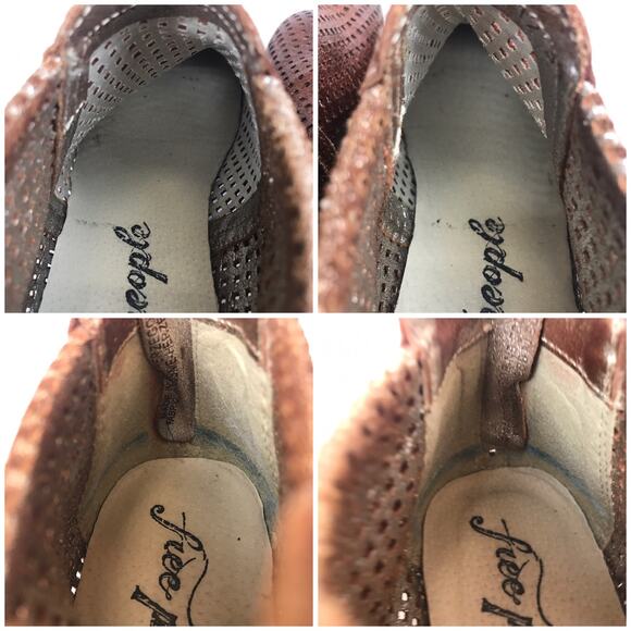 Free People Perforated Metallic Coppery Booties Back Zip Boho Western Size 39 - Picture 10 of 15